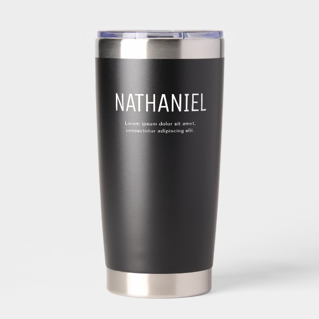 Name Modern Bold Schwarz Thermobecher (Vorderseite)