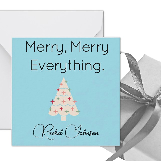 Name || Modern Merry Mini Holiday Flat Note Card Mitteilungskarte (Von Creator hochgeladen)