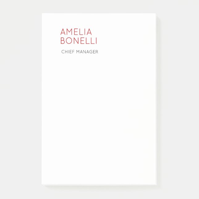 Name Modern Minimalist Professional Plain Casual Post-it Klebezettel (Vorderseite)