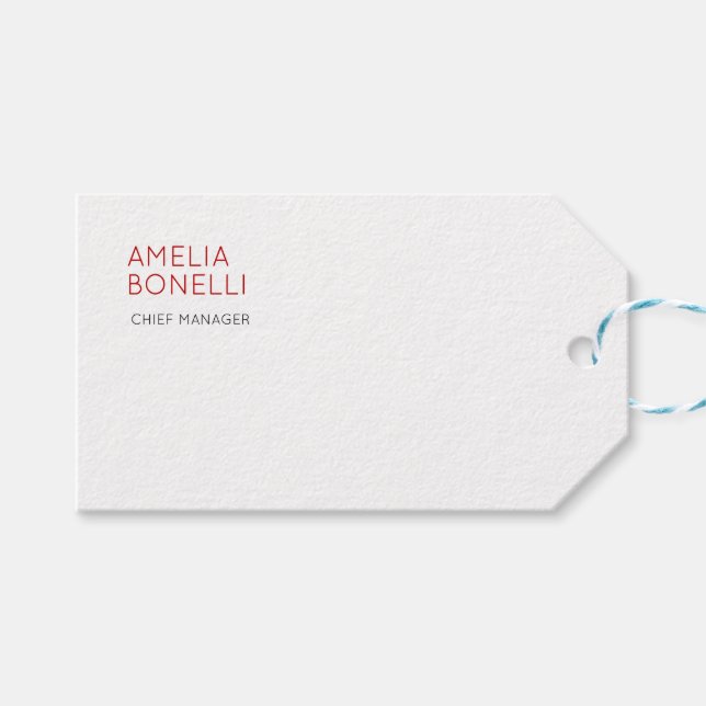 Name Modern Minimalistisch Professionell Schlicht  Geschenkanhänger (Vorderseite (Horizontal))