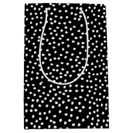 Name Moderner Niedlicher Polka Dot Black und White Mittlere Geschenktüte