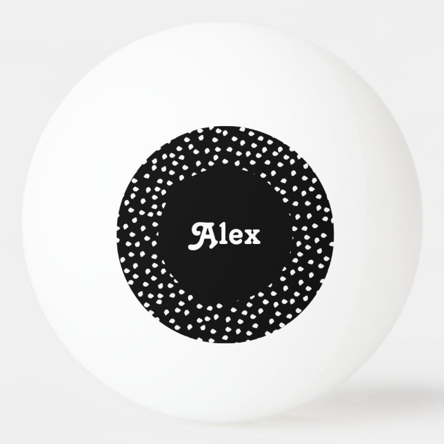 Name Moderner Niedlicher Polka Dot Black und White Tischtennisball (Vorderseite)