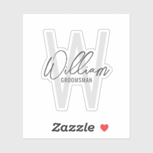 Name moderner Script-Personalisierter Trauzeuge Aufkleber