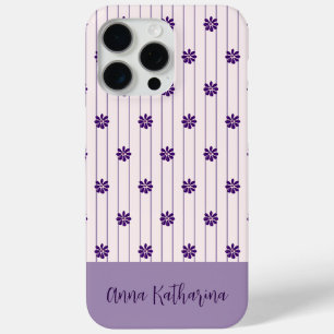 Name Modernes Blush & Violet Streifen Blumenmuster Case-Mate iPhone Hülle