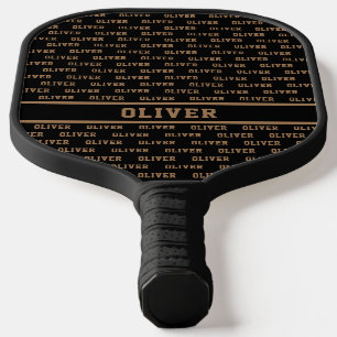 Name Modernes Muster auf schwarz Pickleball Schläger