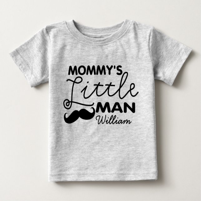 Name Mommy's Kleiner Mann hinzufügen Baby T-shirt (Vorderseite)
