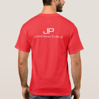 Name Monogram Back Side Design Mens Modern Red