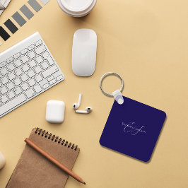 Name Monogram Classic minimalistisch blau-weiß Schlüsselanhänger