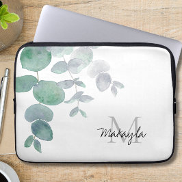 Name Monogram Eucalyptus Laptopschutzhülle