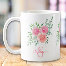 Name Monogram Floral Pink
