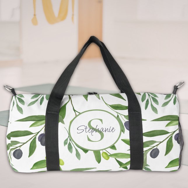 Name Monogram französisches Land Olivmuster Duffle Bag (Von Creator hochgeladen)