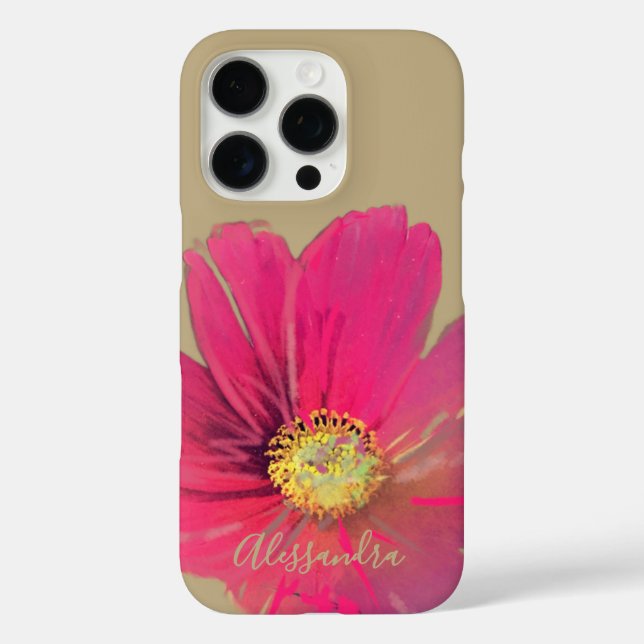 Name Monogram Gold Tan Floral Red Pink Wildblume Case-Mate iPhone Hülle (Rückseite)