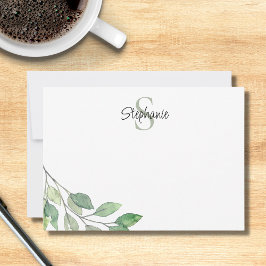 Name Monogram Greenery Mitteilungskarte