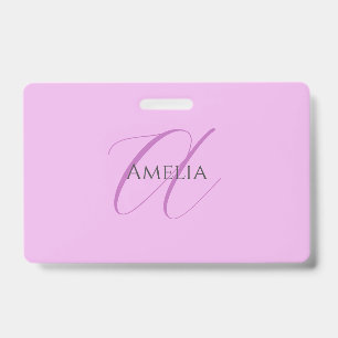 Name Monogram Initial Letter Orchid & Lilac Ausweis
