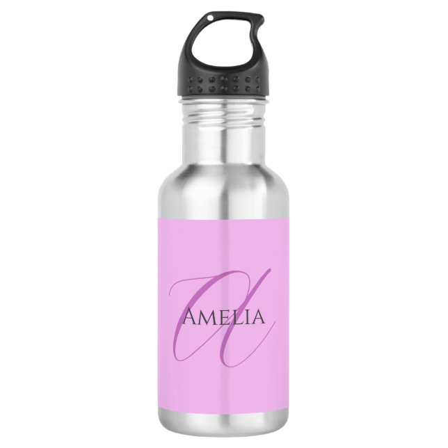 Name Monogram Initial Letter Orchid & Lilac Edelstahlflasche (Vorderseite)
