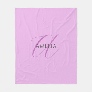Name Monogram Initial Letter Orchid & Lilac Fleecedecke