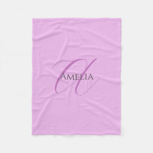 Name Monogram Initial Letter Orchid & Lilac Fleecedecke