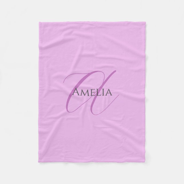 Name Monogram Initial Letter Orchid & Lilac Fleecedecke (Vorderseite)