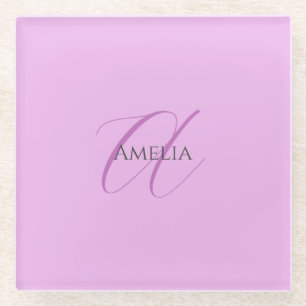 Name Monogram Initial Letter Orchid & Lilac Glasuntersetzer