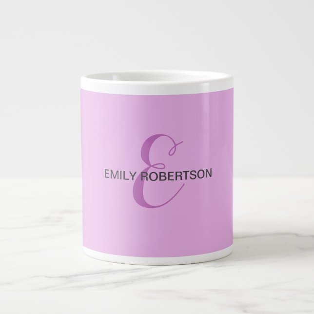 Name Monogram Initial Letter Orchid & Lilac Jumbo-Tasse (Vorderseite)