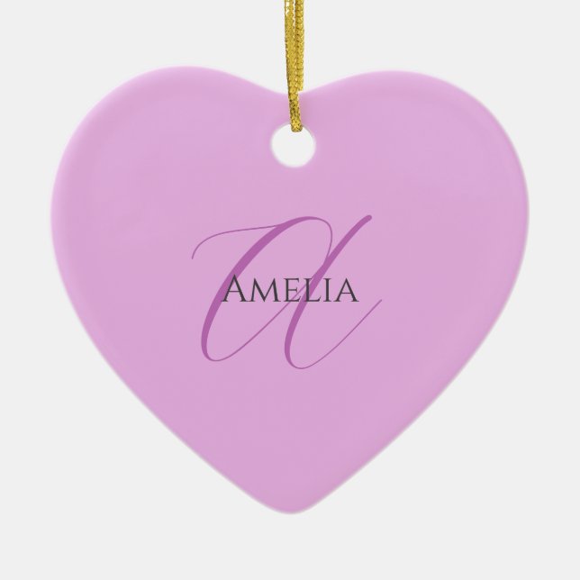 Name Monogram Initial Letter Orchid & Lilac Keramik Ornament (Vorne)
