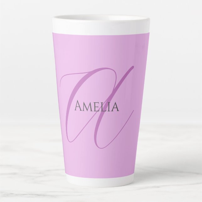 Name Monogram Initial Letter Orchid & Lilac Milchtasse (Vorderseite)