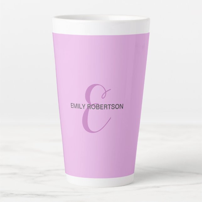 Name Monogram Initial Letter Orchid & Lilac Milchtasse (Vorderseite)
