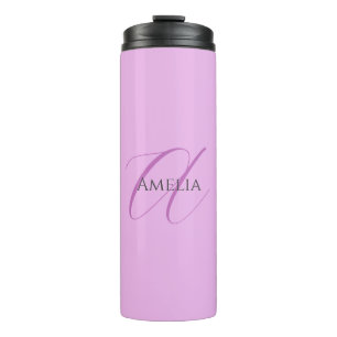 Name Monogram Initial Letter Orchid & Lilac Thermosbecher