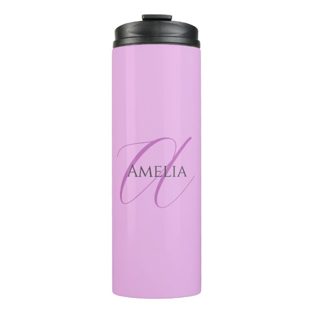 Name Monogram Initial Letter Orchid & Lilac Thermosbecher (Vorderseite)