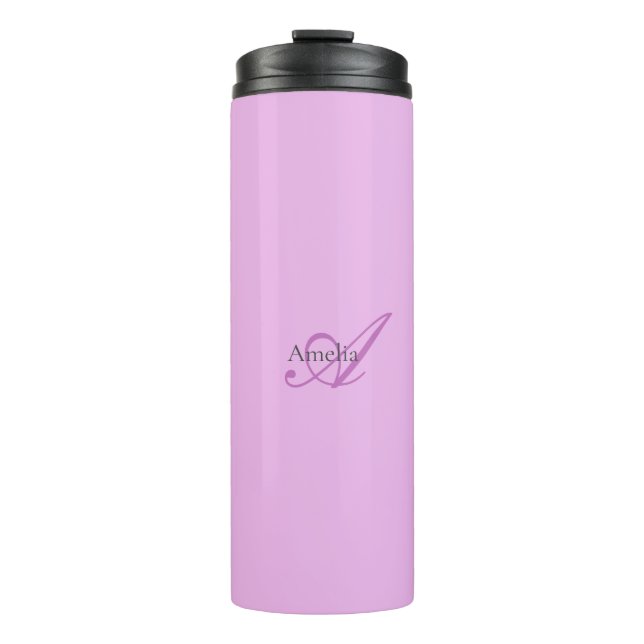 Name Monogram Initial Letter Orchid & Lilac Thermosbecher (Vorderseite)