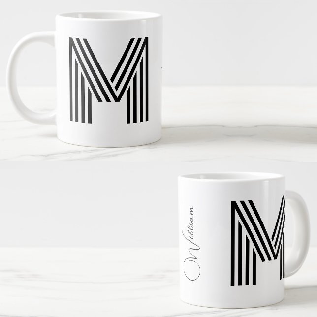 Name & Monogram JumboCup | personalisiert Jumbo-Tasse (large coffee mug)