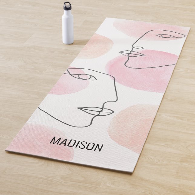 Name Monogram Line Zeichnend Faces Pink Yogamatte (Beispiel)