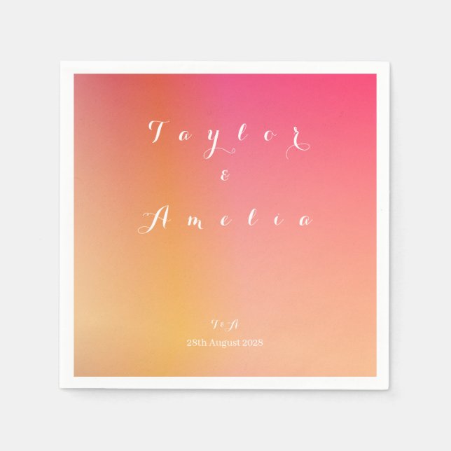 Name Monogram Minimal Gradient Wedding Serviette (Vorderseite)