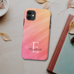 Name Monogram Orange Case-Mate iPhone Case<br><div class="desc">Dieses stilvolle iPhone Gehäuse ist mit einem Aquarellspüldesign in Orange- und Korallentönen dekoriert. Einfach anpassbar mit Ihrem Namen und Monogramm. Verwenden Sie die Option Weitere anpassen,  um die Textgröße,  den Stil oder die Farbe zu ändern,  wenn Sie möchten.</div>