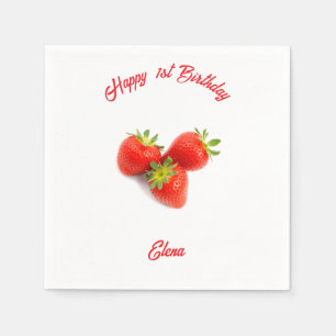 Name Monogram Red Fresh Natural Erdbeeren Serviette