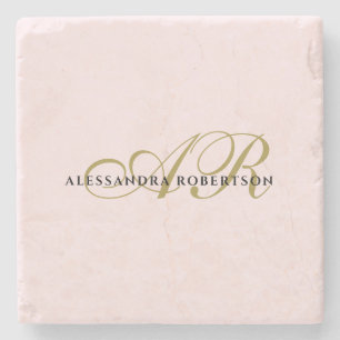 Name Monogram rot Rosa Gold schwarz Steinuntersetzer