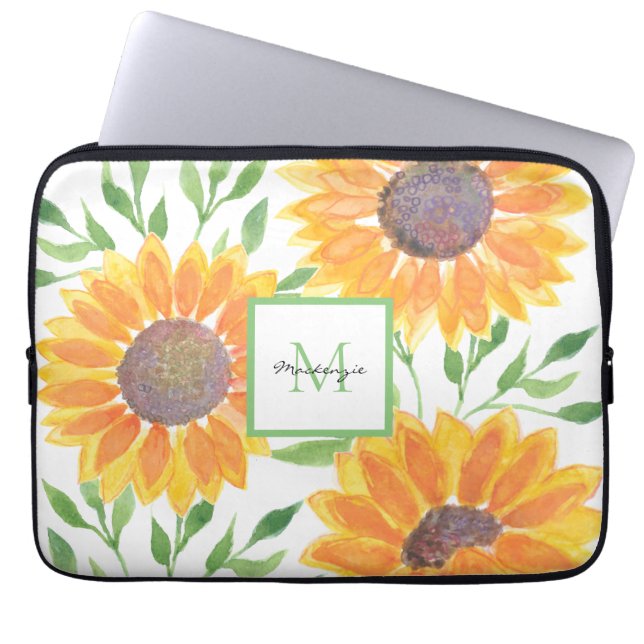 Name Monogram Sunflores Laptopschutzhülle (Vorderseite)
