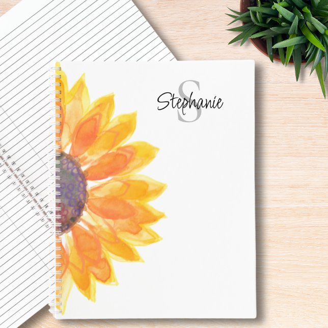 Name Monogram Sunflower Notizbuch (Von Creator hochgeladen)