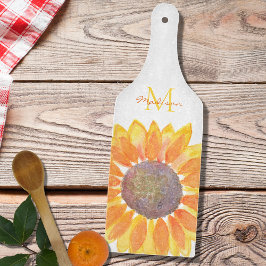 Name Monogram Sunflower Schneidebrett