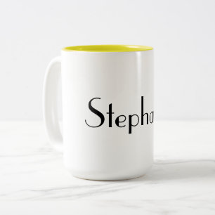 Name Monogram Template Gelb Cooles Geschenk Zweifarbige Tasse