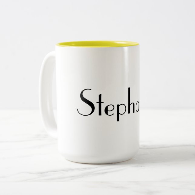 Name Monogram Template Gelb Cooles Geschenk Zweifarbige Tasse (Vorderseite Links)