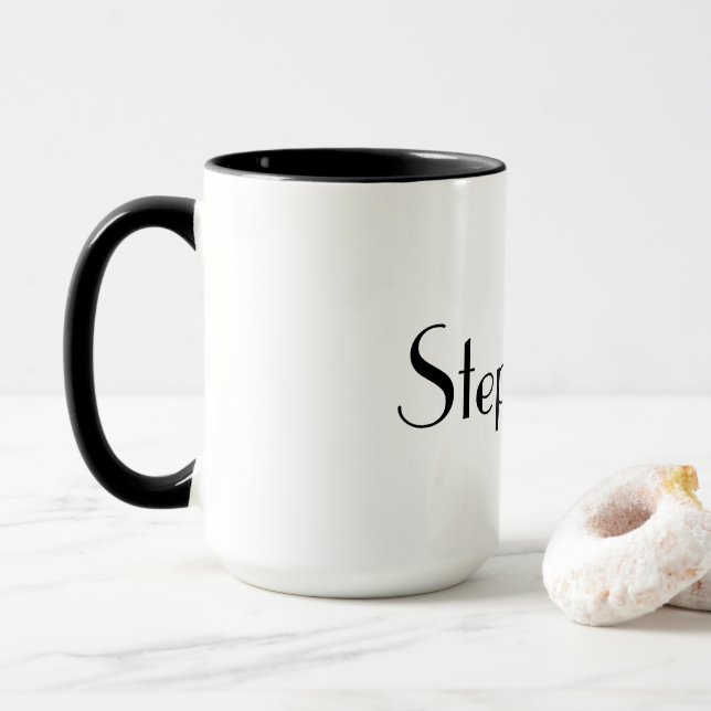 Name Monogram Template Schwarz-weißes Cooles Gesch Tasse (Mit Donut)