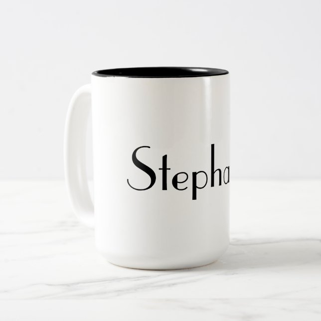 Name Monogram Template Schwarz-weißes Cooles Gesch Zweifarbige Tasse (Vorderseite Links)