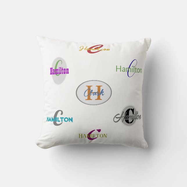 Name Monogram Throw Pillow HAMbyWG Kissen (Vorderseite)