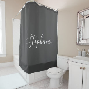 Name Monogram White Gray Klasse Elegant Custom Duschvorhang