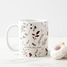 Name Monogram Winter Wildblume Muster Kaffeetasse