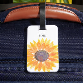 Name Monogram Yellow Sunflower Gepäckanhänger