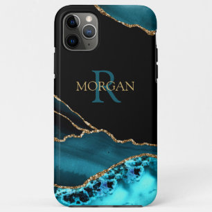 Name & Monogramm Aquamarines schwarzes Tor, Gold-D Case-Mate iPhone Hülle