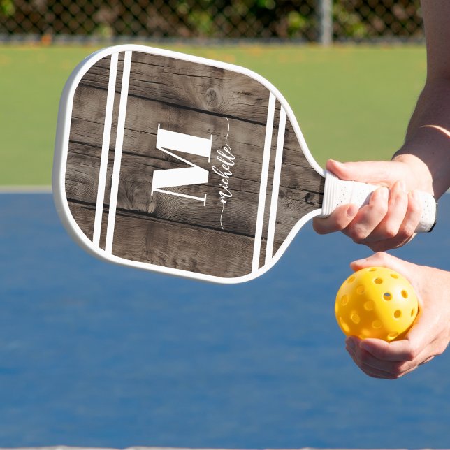 Name Monogramm Benutzerdefiniert Pickleball Schläger (Elegant Simple Name Monogram Pickleball Paddle)