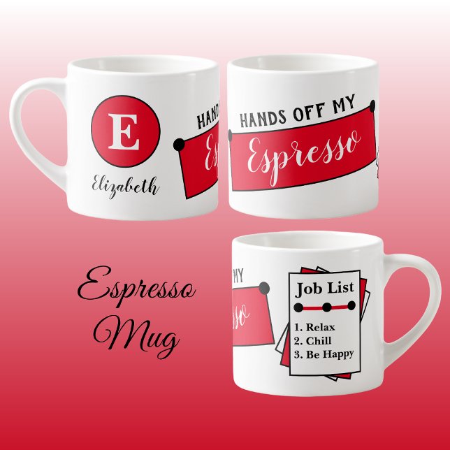Name monogramm Chilly entspannen glücklich rot sei Espressotasse (Von Creator hochgeladen)